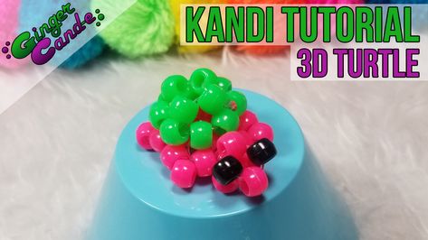 How to make a 3D kandi turtle. 3d Kandi Animals, How To Make Kandi, Kandi Tutorial, 3d Kandi, 3d Turtle, Kandi Beads, Bookmarks Diy, Kandi Inspo, Diy Kandi Bracelets