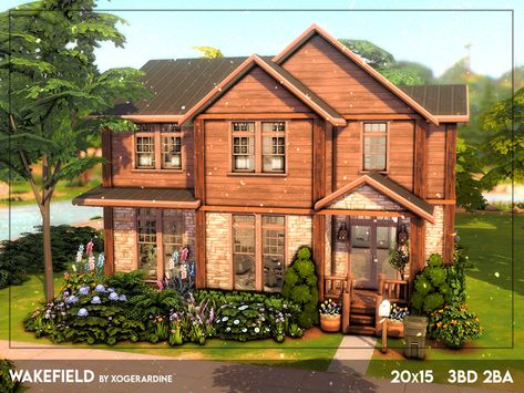 The Sims 4 Country House, Cottage Build Sims 4, Sim4 House, Sims 4 Cottage Aesthetic, Sims 4 Cottage House Download, Sims House Cc, Ts4 Cc Lots House, Sims 4 Loft, House Balcony