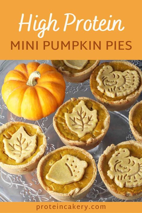 Mini Pumpkin Pies (High Protein) Easy Protein Snacks, Protein Snacks Recipes, Gluten Free High Protein, Shake Ideas, Protein Dessert Recipes, High Protein Recipe, Protein Vegetarian, Pumpkin Protein, Ideal Protein Recipes