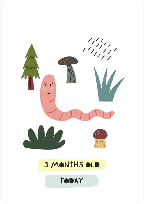 Baby Nursery Milestone Three Months Card by Anka Drozd Canva 3 Month Old, Baby Milestone Cards, Baby Milestone, Milestone Cards, Vector Cartoon, Baby Milestones, Card Templates, Milestones, Baby Nursery