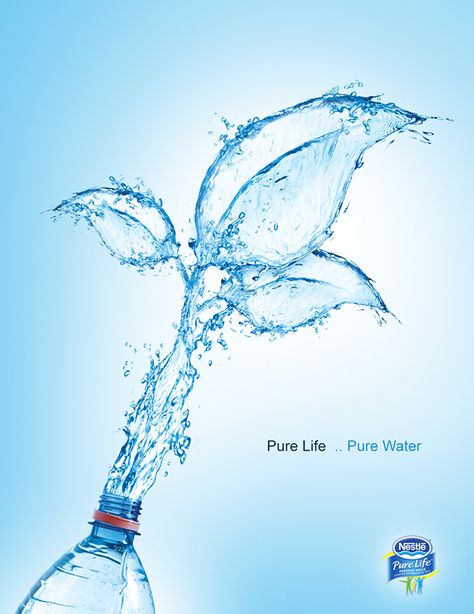 Pure Life .. Pure Water on Behance Save Water Images, Water Ads, Save Water Poster, Nestle Pure Life, Water Shape, Pure Life, Bottle Design Packaging, Water Poster, Frutiger Aero