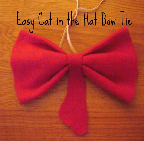 StoicTia // Cat in the hat bow tie DIY Cat And Hat Costume Diy, Diy Cat And The Hat Costume, Diy Cat In The Hat Hat, Diy Dr Seuss Costumes, Dr Seuss Diy Costumes, Bow Tie Diy, Seuss Costumes, Dr Seuss Costumes, Seussical Jr