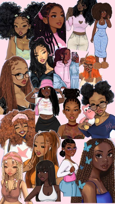 Creative Drawings, Pfp Pics, Girl Pfp, Girl Artist, Disney Collage, Black Cartoon Characters, Dope Cartoon Art, Crochet Food, Cute Emoji Wallpaper