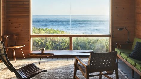 Photo 5 of 10 in Be the Star of Your Next Zoom Meeting With These Showstopping Backgrounds - Dwell Brillhart Architecture, Coastal Cabin, Hamptons Beach House, Painted Wood Floors, Dwell Magazine, Thatched House, Passive Solar Design, Garage Style, Zoom Background