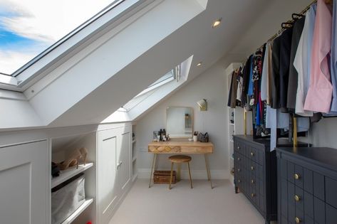 Loft Conversion Dressing Room, Loft Conversion Layout, Small Attic Room, Bonus Room Design, Loft Conversion Bedroom, Attic Wardrobe, Attic Bedroom Designs, Attic Loft, Loft Storage