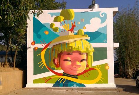 Primary School Mural, Primary School Wall Painting Ideas, School Wall Painting Ideas, Graf Characters, School Wall Painting, Wall Painting Ideas, Mural Inspiration, Sichuan China, Wall Street Art