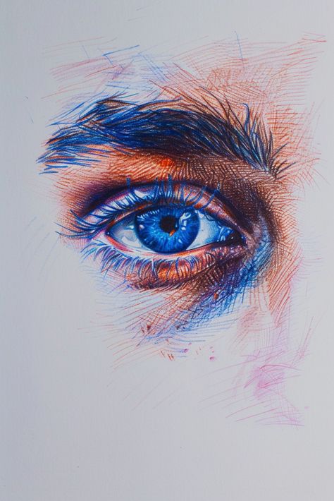 Pencil Coloured Drawings, Acrylic And Colored Pencil Art, Art Colour Pencil, Portraits Pencil, Coloured Pencil Drawings, Eyes Illustration, Distortion Art, Colored Pencil Drawings, Hindi Alphabet