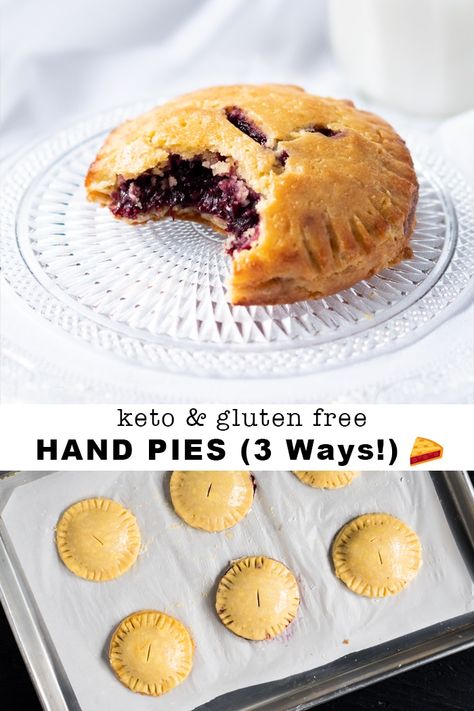 Gluten Free & Keto Hand Pies (3 Ways!) The ideal holiday dessert! #keto #lowcarb #glutenfree #pie Gluten Free Hand Pies, Keto And Gluten Free, Glutenfri Baking, Keto Gluten Free, Dessert Oreo, Desserts Keto, Postre Keto, Keto Pancakes, Desserts Vegan