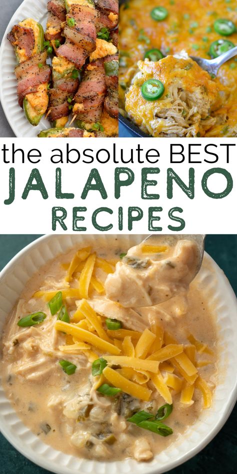 You will love these 30+ AMAZING Jalapeno recipes! If you’re wondering what to do with jalapenos, these tips and recipes will help. Jalepeno Casserole Recipes, Best Jalapeno Recipes, Recipes That Use Jalapenos, Dinners With Jalapenos, Recipes Using Canned Jalapenos, Cooking With Jalapenos, Sweet Jalepeno Recipes, What To Do With Pickled Jalapenos, Mexican Jalapeno Recipes