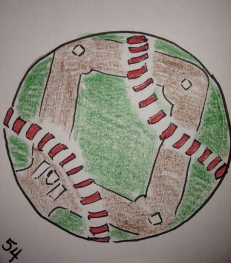 Easy Baseball Drawings, Baseball Drawing Ideas, Baseball Field Drawing, Baseball Drawings, Baseball Painting, Summer Schedule, Baseball Pictures, Baseball Art, Card Drawing