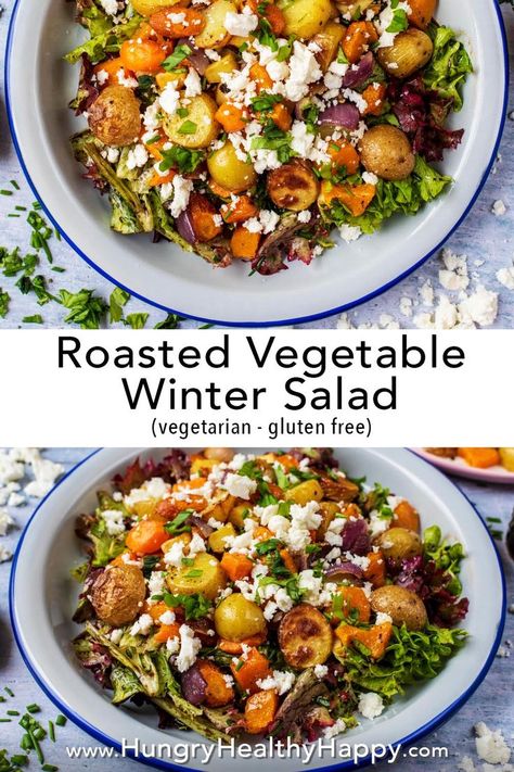 Roasted Salad, Salads Healthy, Winter Salad Recipes, Vegetarian Salad Recipes, Salad Salad, Resep Diet, Vegan Salad Recipes, Roasted Vegetable, Winter Salad