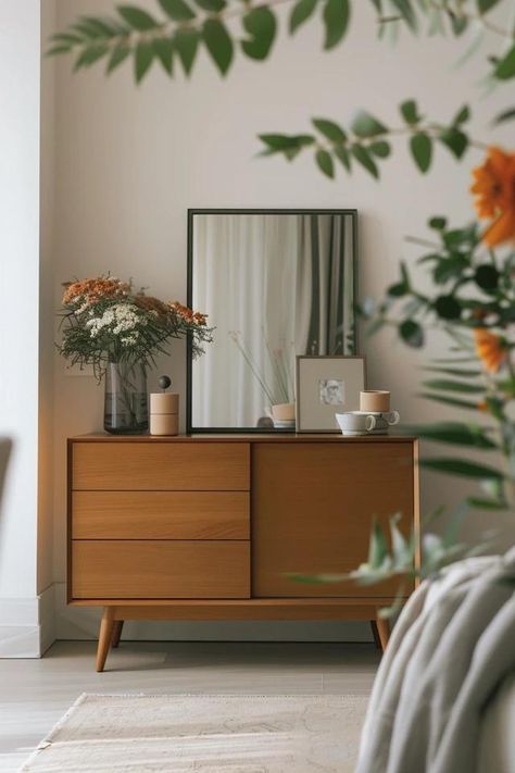 Welcoming Spaces: Top Entryway Dresser Ideas Small Entryway Organization, Entryway Dresser, Mid Century Entryway, Bedroom Chic, Entryway Inspo, Dresser Ideas, Elegant Console Table, Table With Drawers, Diy Entryway