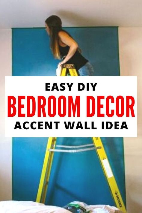 If you're decorating your bedroom on budget you'll like this easy  accent wall idea. This cheap decoration idea doesn't require paint and is quick to create. you can even work on it as a couple. #accentwall #bedroom #diy Contact Paper Kitchen Cabinets, Easy Accent Wall, Easy Diy Mirror Frame, Diy Wood Wall Decor, Decorating Your Bedroom, Installing Wainscoting, Mirror Frame Diy, Pallet House, Diy Accent Wall