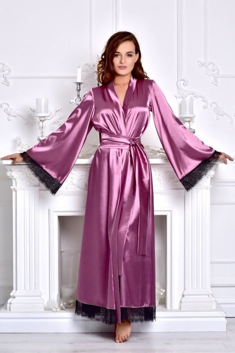 Excited to share the latest addition to my #etsy shop: Pink long bridal robe Bridesmaid kimono robe Satin bridal dressing gown Long lace bridal robe Long robes for women Wedding robes Maxi robe https://etsy.me/2qg0u8D #clothing #women #sleepwear #wedding #christmas #pi Long Robes For Women, Long Bridal Robe, Bridal Dressing Gown, Long Robes, Bridesmaid Kimono, Satin Dressing Gown, Lace Bridal Robe, Bridal Kimono, Kimono Dressing Gown