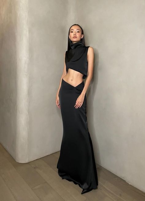 Secret Wardrobe, Turtleneck Sleeveless, Satin Top, Satin Skirt, Low Waist, Two Piece Skirt, Skirt Set, Favorite Outfit, A Photo