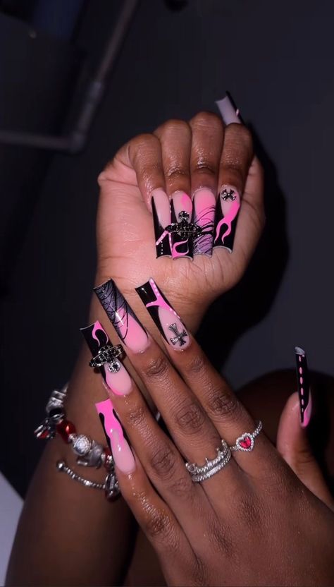 Drizzle Nails, Lipstick Nails Design, Nails 23, Hard Nails, Birthday Makeup, Claw Nails, Colored Acrylic Nails, Girly Acrylic Nails, Basic Nails