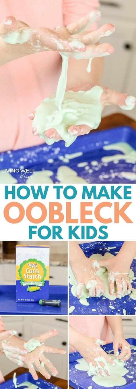 How to Make Oobleck How To Make Oobleck, Cornstarch And Water, Science Camp, Creative Kids Crafts, Science Crafts, Children Activities, Sensory Activity, Kid Experiments, Science Party