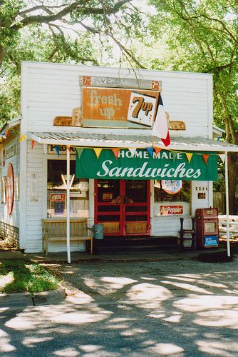 post over at the blog | Abby Powell | Flickr Old General Stores, Austin Travel, Sandwich Shop, Old Country Stores, Cake Vegan, 카페 인테리어 디자인, Shop Fronts, Texas Travel, Country Store