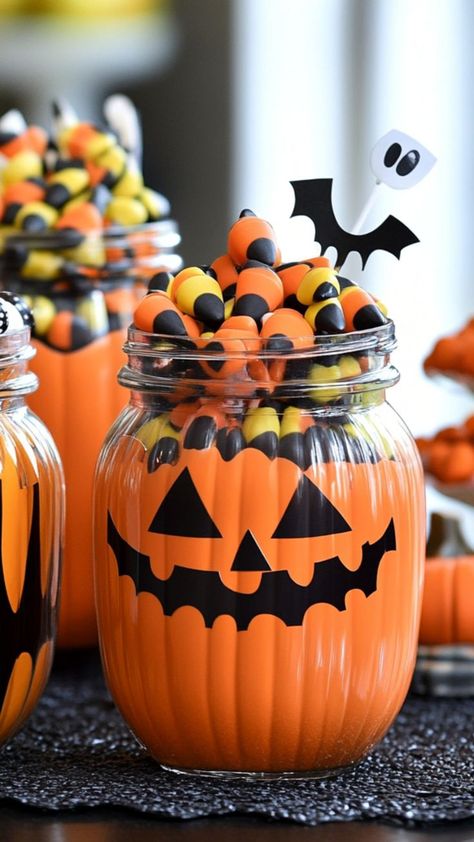 Customize your Halloween candy jars with fun and spooky labels! 🎃🍬 Add a personal touch to your candy displays with these creative labels, perfect for Halloween parties and trick-or-treat stations. 🕷️🖋️ #CandyJarLabels #HalloweenDecor #SpookyDetails Halloween Candy Jars Ideas, Halloween Candy Dispenser, Halloween Candy Dishes Diy, Pumpkin Candy Jar, Candy Jar Labels, Halloween Candy Jar, Trick Or Treat Candy Bowl, Candy Display, Jar Labels