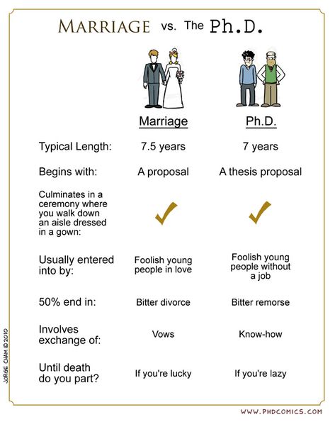 Marriage vs. Ph.D. - To paraphrase from the person I'm pinning from, at first I laughed... then I cried because it's true. Phd Comics, Phd Humor, Phd Life, College Application Essay, Best Essay Writing Service, Critical Essay, Admissions Essay, Phd Student, Thesis Statement