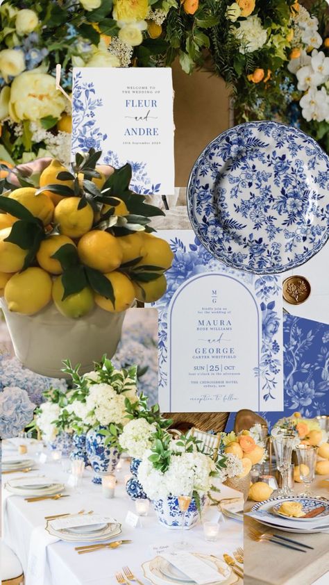 Blue Yellow Weddings, Baby Shower Yellow, Wedding Options, Reception Dinner, Diy Event, Wedding Set Up, Yellow Wedding, Italian Wedding, Bridal Shower Theme