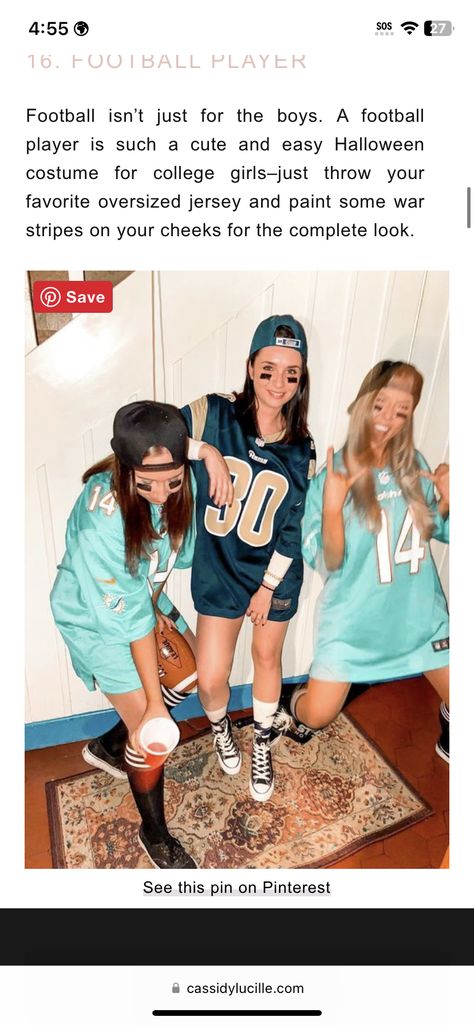 Boys Halloween Costume, Oversized Jersey, Boy Halloween Costumes, Halloween Costumes College, Football Boys, Easy Halloween Costumes, Halloween Costumes For Girls, College Girls, Girl Costumes