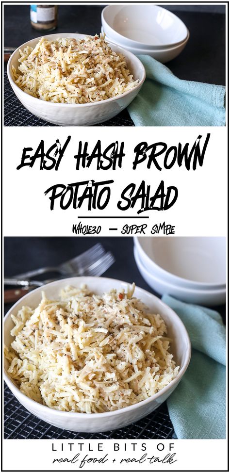 This Easy Hash Brown Potato Salad is so simple and a great weeknight side dish! Hashbrown Potato Salad, Meatless Pastas, Pioneer Woman Potato Salad, Home Made Hash Browns, Pioneer Woman Frozen Hash Brown Potato Salad, Bacon Ranch Potato Salad, Easy Hashbrowns, Hash Brown Potato Salad, Cheesy Hash Brown Potatoes