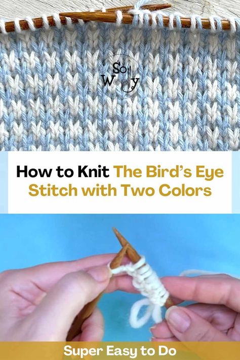 Thanks to this video tutorial you will be able to learn how to knit the bird's eye stitch with two colors. This is a four-row repeat pattern and is very easy to make. Some knitters think that knitting with colors can be difficult, but the bird's eye stitch will prove them wrong. The creator of this video will teach you step by step how to knit this stitch so that the result of your knitting looks excellent. Use contrasting colors, especially if you are a beginner. This will help you see... Nerdy Knitting, Continental Knitting, Knit Techniques, Cable Knit Sweater Pattern, Knitting 101, Knitting Hacks, Prove Them Wrong, Knitting Patterns Free Blanket, Knitting Stitches Tutorial