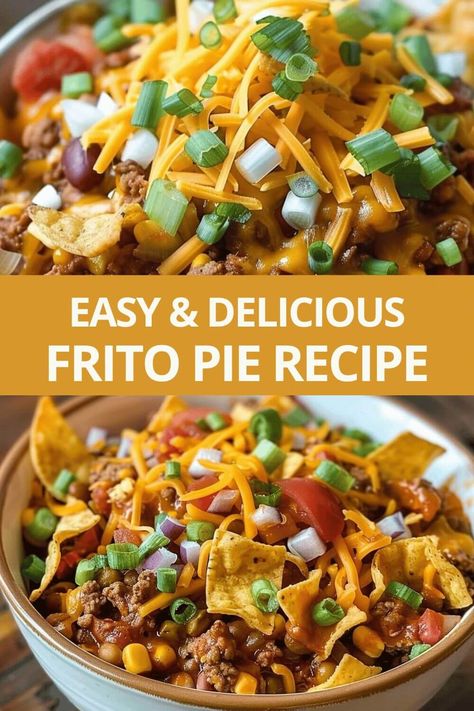 Best Frito Chili Pie Recipe, Fritos Pie Recipe, Frito Pie Casserole Easy, Best Frito Pie Recipe, Vegan Frito Pie, Frito Boats Recipes, Frito Pie Recipe Easy, Fritos Chili Pie, Chili Cheese Recipes