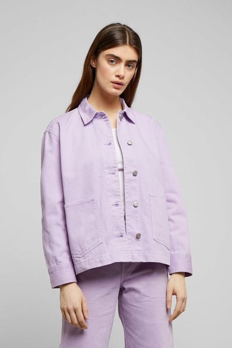 Dual Lilac Denim Jacket - Purple - Jackets - Weekday GB Purple Denim Jacket Outfit, Lilac Jeans Outfit, Lilac Jeans, Purple Denim Jacket, Purple Denim, Denim Jacket Outfit, Bleach Product, Purple Jacket, Jacket Outfit