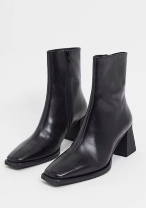 Vagabond Hedda heeled ankle boot with flared heel in black Vagabond Hedda Boots, Vagabond Hedda, Last Day Of November, Mid Heel Ankle Boots, Mid Heel Boots, Shoes Heels Classy, Heels Classy, Block Heel Ankle Boots, Black Heel Boots