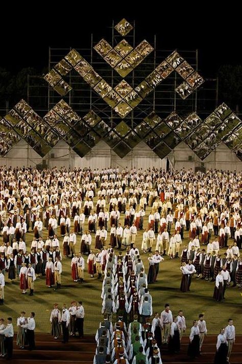 Latvian Traditional dance festival Latvian Culture Aesthetic, Latvian Folk Dance, Latvian Aesthetic, Baltic Paganism, Lithuania Aesthetic, Latvian Culture, Folk Music Festival, Festival Aesthetic, Baltic Countries