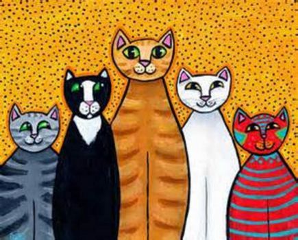 5 CATS (180 pieces) Cats In Da Hood, Pop Cat, Tableaux Vivants, Da Hood, Frida Art, Whimsical Cats, Cat Artwork, Cat Colors, Cat Painting