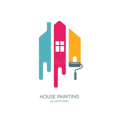 House Painting Service, Decor And Repair Multicolor Icon. Vector Logo, Label, Emblem Design. Stock Vector - Illustration of business, architecture: 78842768 Paint Logo Design, Painting Logo Design, Paint Logo, Home Symbol, Logo Painting, Logos Vintage, Painting Logo, Logo Design Inspiration Creative, Building Logo