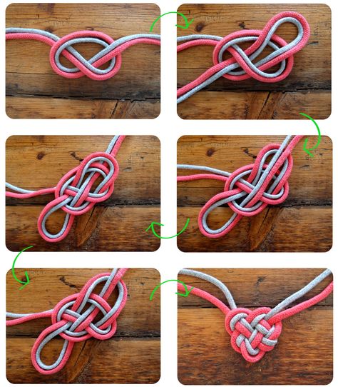 diy heart  knotnecklace Celtic Heart Knot, Simpul Makrame, Heart Knot, Celtic Heart, Bracelets Patterns, Pola Gelang, Knot Bracelet, Knot Necklace, Crafty Craft