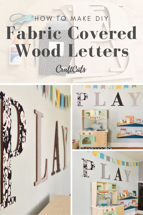 Wood Letters On Wall, Name Letters On Wall, Decorated Letters For Wall, Diy Nursery Letters, Fabric Covered Letters, Wooden Letter Crafts, Baby Name Letters, Wall Letters Nursery, Name Wall Decor