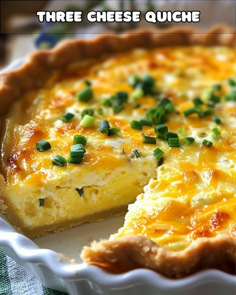 Three Cheese Quiche 4 Cheese Quiche, Egg And Cheese Quiche Recipes, Three Cheese Quiche 12 Tomatoes, Quiche With Cream Cheese, Three Cheese Quiche, Cheese Quiche Recipe, White Chocolate Brownies, Pumpkin Sugar Cookies, Quiche Recipes Easy