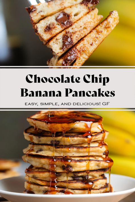 These Banana Chocolate Chip Pancakes are incredibly fluffy and light while being naturally sweetened from the ripe bananas and the chocolate chips. Make these for breakfast or brunch when you don't know what to do with ripe bananas! Suitable for kids and adults alike. These are freezer-friendly pancakes! via @healthfulideas Coconut Cream Recipes, Banana Chocolate Chip Pancakes, Banana Pancakes Recipe, Hazelnut Butter, Chocolate Chip Pancakes, Pancakes Easy, Banana Chips, Banana Chocolate, Ripe Bananas