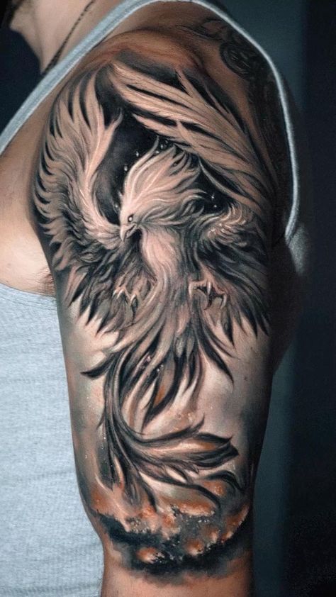 Feniks Tattoo, Phoenix Tattoo Men, Phoenix Tattoo Sleeve, Phoenix Tattoo For Men, Phoenix Tattoo Feminine, Phoenix Bird Tattoos, Phönix Tattoo, Lion Head Tattoos, Phoenix Tattoo Design