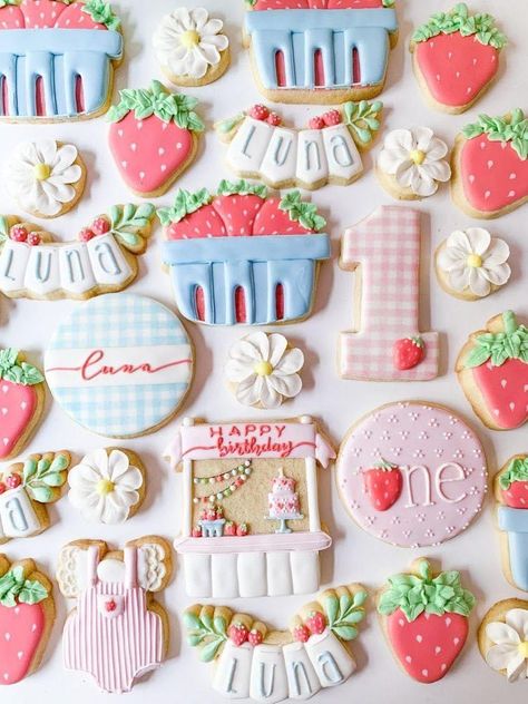 Berry First Bday, Berry First Birthday Party, Berry Birthday, Vintage Oven, Berry 1st Birthday, First Birthday Cookies, Baby First Birthday Themes, 1st Birthday Party For Girls, First Bday Ideas