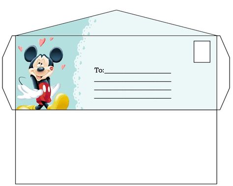 Kawaii Envelopes, Mickey Mouse Classroom, Envelope Template Printable, Fiesta Mickey Mouse, Envelope Pattern, Disney Printables, Mickey Mouse Theme, Stationary Paper, Decoupage Diy