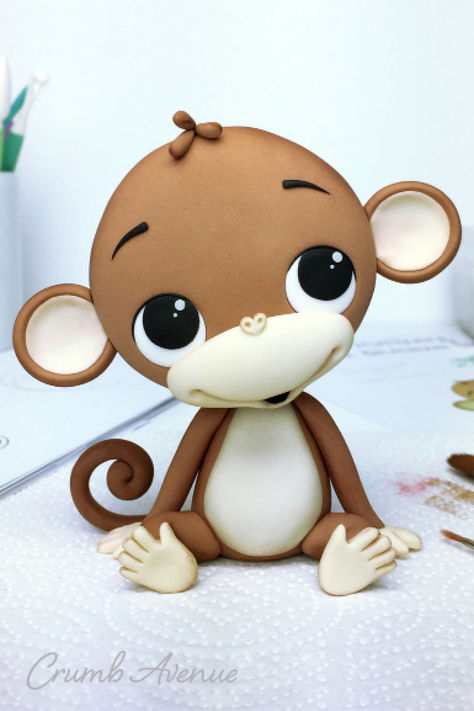 Cute Birthday Cakes For Kids, Fondant Jungle Animals, 1st Birthday Cake Ideas, Fondant Animals Tutorial, Monkey Cake Topper, Switch Codes, Fondant Monkey, Polymer Sculpture, Monkey Cakes