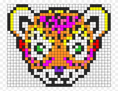 Lisa Frank Perler Beads, Groovy Pixel Art, Lisa Frank Pixel Art, Lisa Frank Perler Bead Patterns, Square Perler Bead Patterns, Lisa Frank Perler, Perler Designs, Fuse Bead Patterns, 8bit Art