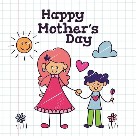 Hand drawn mothers day children drawings | Free Vector #Freepik #freevector #mother-illustration #mommy #mom #mothers-day Mother Illustration, Vector Hand, Second Child, Happy Mothers Day, Happy Mothers, Mother’s Day, Graphic Resources, Mothers Day, Hand Drawn