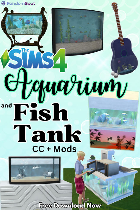 Sims 4 Cc Fish Tank, Sims 4 Fish Tank Cc, Sims 4 Aquarium Cc, Sims 4 Aquarium, Sims 4 Farm Cc, Koi Fish Aquarium, Sims4 Furniture, Underwater Bubbles, Mini Aquarium