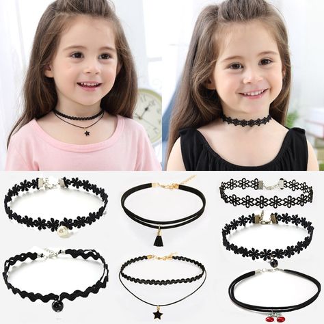 Cheap Chain Necklaces, Buy Directly from China Suppliers:11PCS Fashion Pretty Girls Black Multi Layer Lace Chains Necklace Kids Exquisite Gothic Stretch Choker Jewelry Children Necklace Enjoy ✓Free Shipping Worldwide! ✓Limited Time Sale ✓Easy Return. Chokers For Kids, Kalung Choker, Childrens Necklace, Girls Choker, Diamond Initial Necklace, Lace Tattoo, Black Choker Necklace, Choker Necklace Set, Kids Necklace