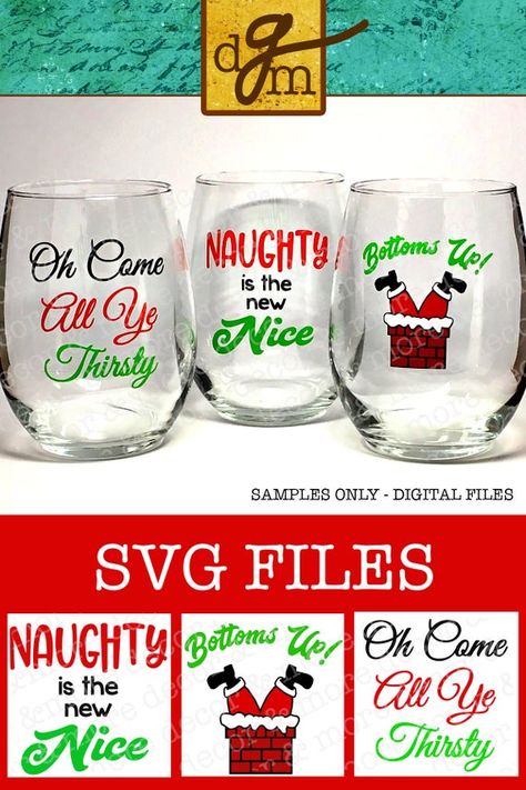 Christmas Wine Glasses SVG Bundle SVG Files for Cricut | Etsy Christmas Glassware, Glass Decoupage, Cricut Christmas Svg, Wine Glass Svg, Wine Glass Sayings, Christmas Wine Glasses, Wine Glass Decals, Cricut Christmas Ideas, Christmas Sayings