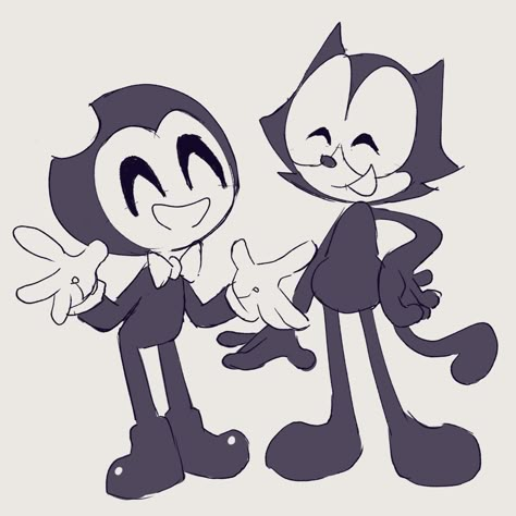 Oswald X Felix Fanart, Felix The Cat Art, Cuphead Bendy Crossover, Bendy In Cuphead Show, Bendy And The Dark Revival Cartoon Bendy, Mickey Oswald Felix Bendy And Cuphead, Bendy And Cuphead Crossover, Bendy Y Boris, Old Cartoon Characters