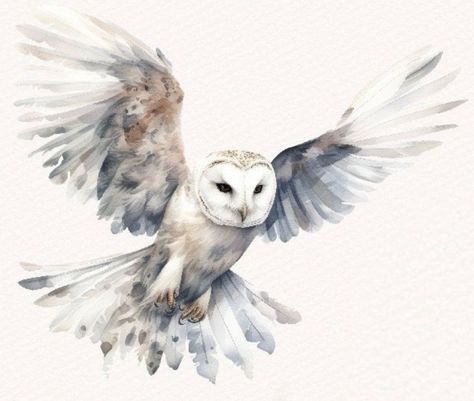 Hedwig Art, White Owl Tattoo, Watercolor Owl Tattoos, Realistic Owl Tattoo, First Tattoo Ideas, Octopus Tattoo Sleeve, Magic Runes, Animal Tattoo Ideas, The Sweetest Thing