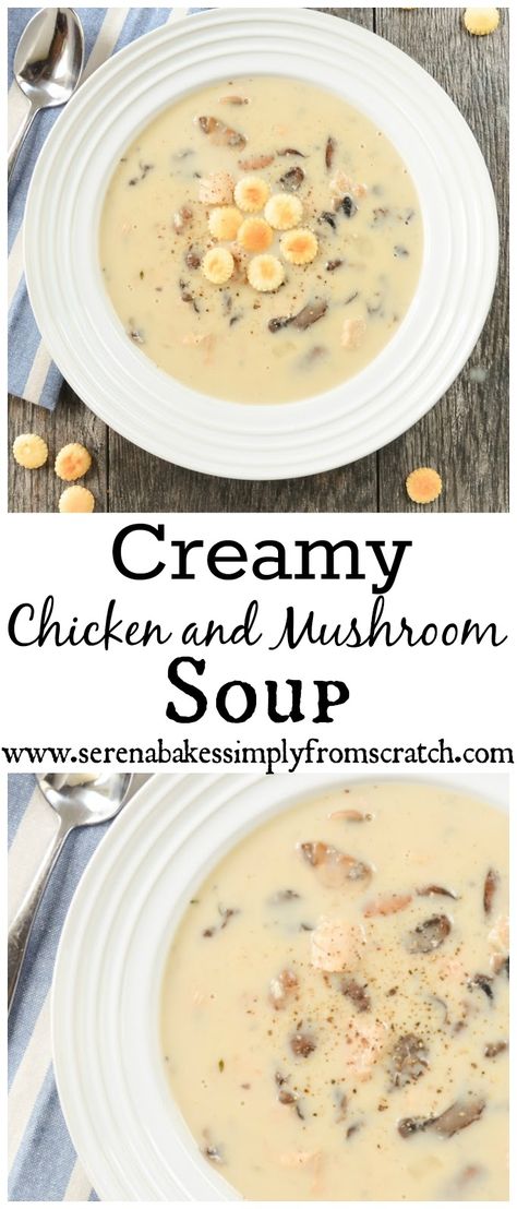 Chicken Mushroom Soup Recipe, Creamy Chicken And Mushroom Soup, Chicken And Mushroom Soup, Chicken Mushroom Soup, Creamy Chicken Mushroom, Soup Ideas, Chicken And Mushroom, Diy Easy Recipes, Mushroom Soup Recipes